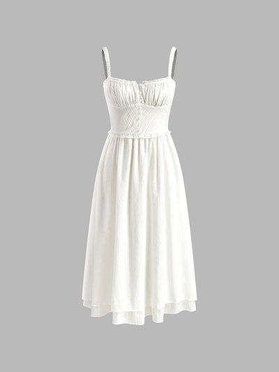 Ruffle Hem Women's White Dress