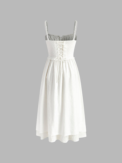 Ruffle Hem Women's White Dress