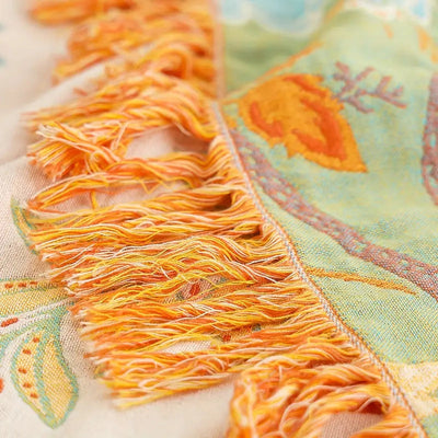 Rustic Floral Boho Cotton Blanket