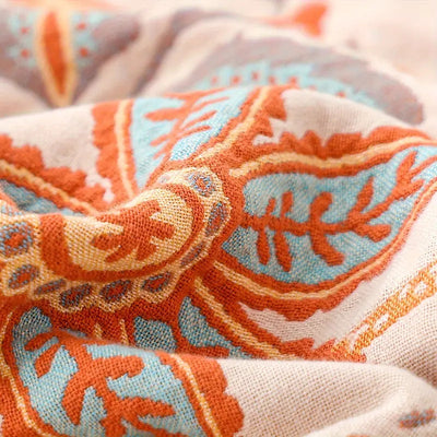 Rustic Floral Boho Cotton Blanket