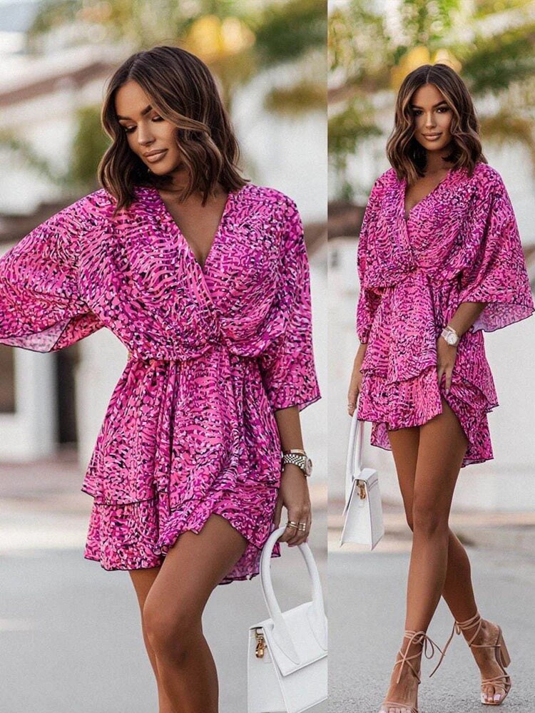 Floral Ruffle Mini Dress Women