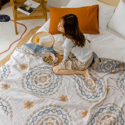Mandala Cotton Throw Blanket