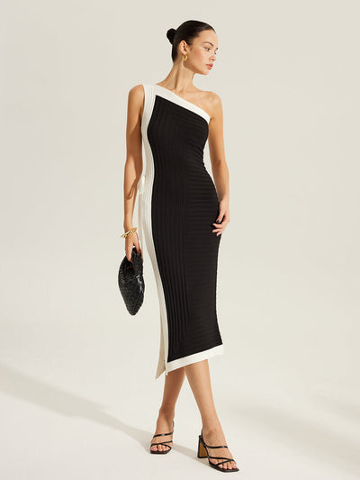 Color-Block Asymmetrical Women's Dress