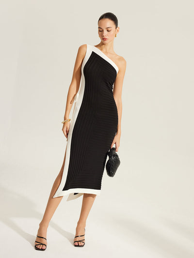 Color-Block Asymmetrical Women's Dress