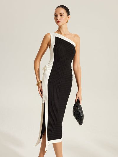 Color-Block Asymmetrical Women's Dress