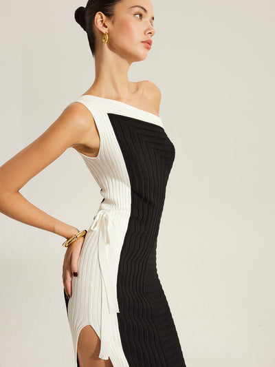 Color-Block Asymmetrical Women's Dress