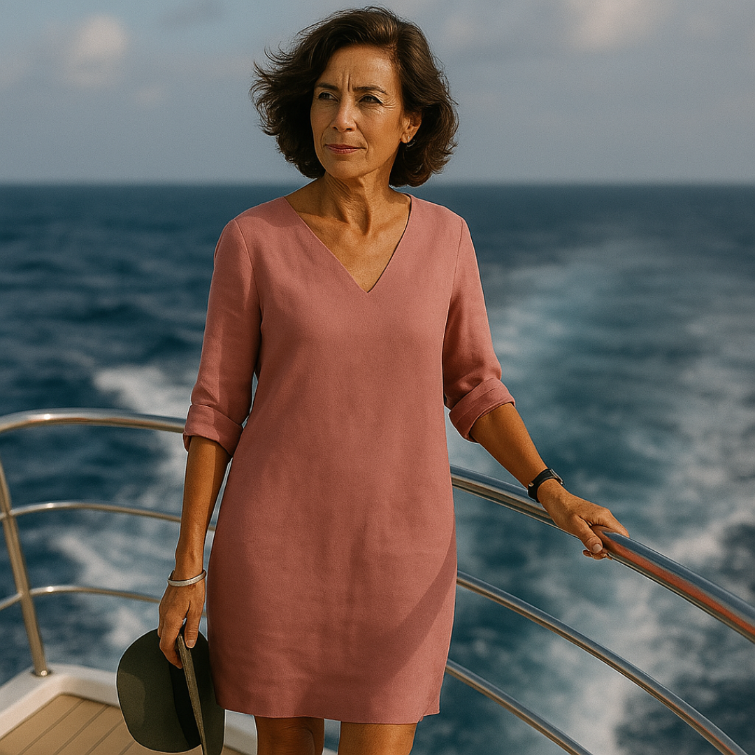 Linen Blend V-Neck Summer Dress Women