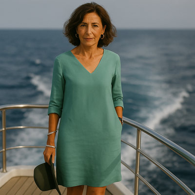 Linen Blend V-Neck Summer Dress Women