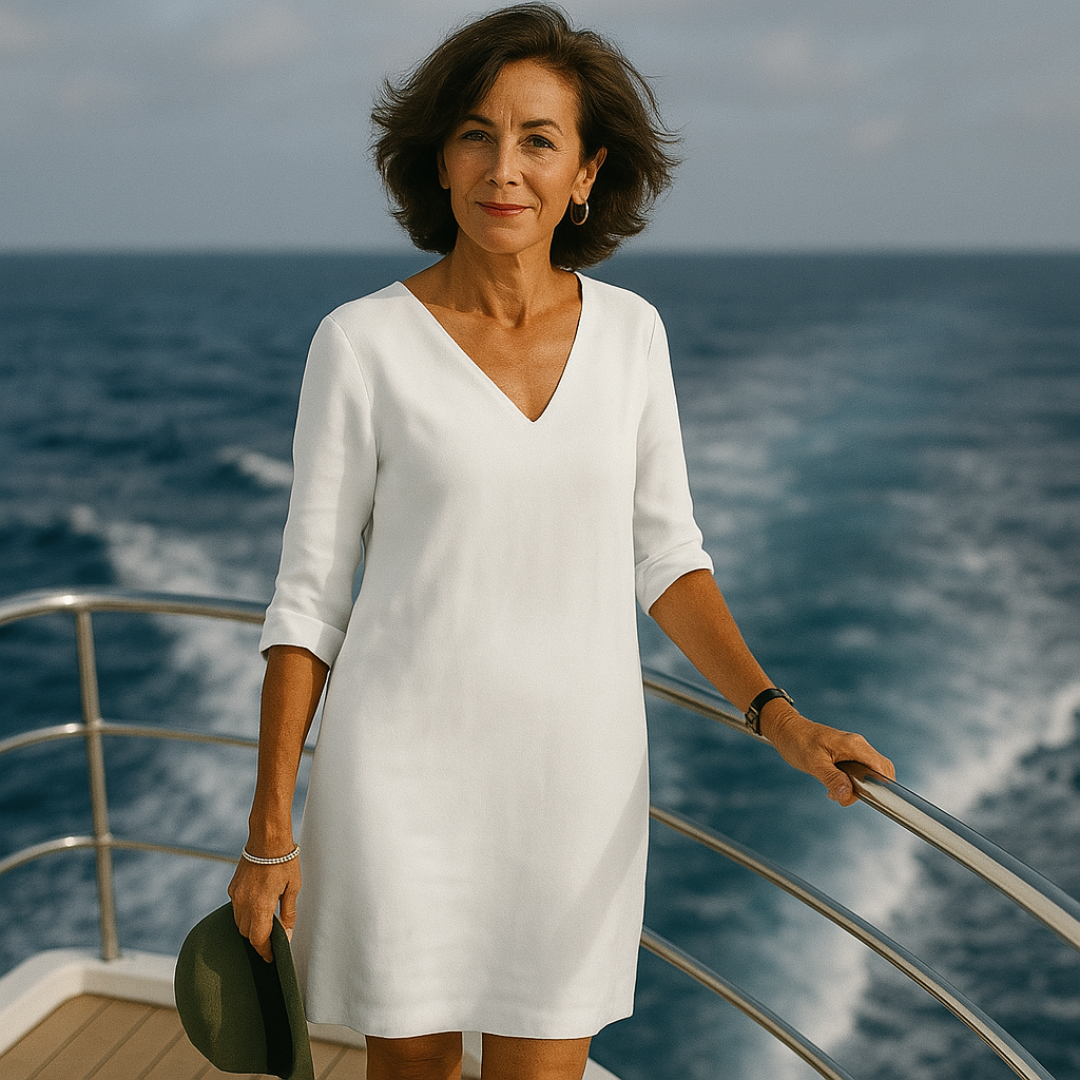 Linen Blend V-Neck Summer Dress Women