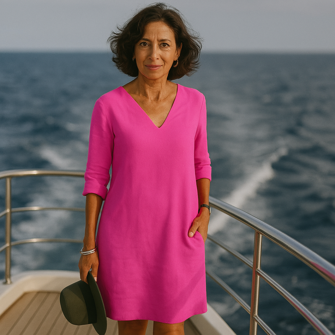 Linen Blend V-Neck Summer Dress Women