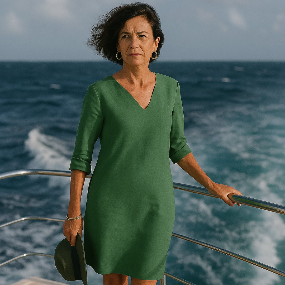 Linen Blend V-Neck Summer Dress Women