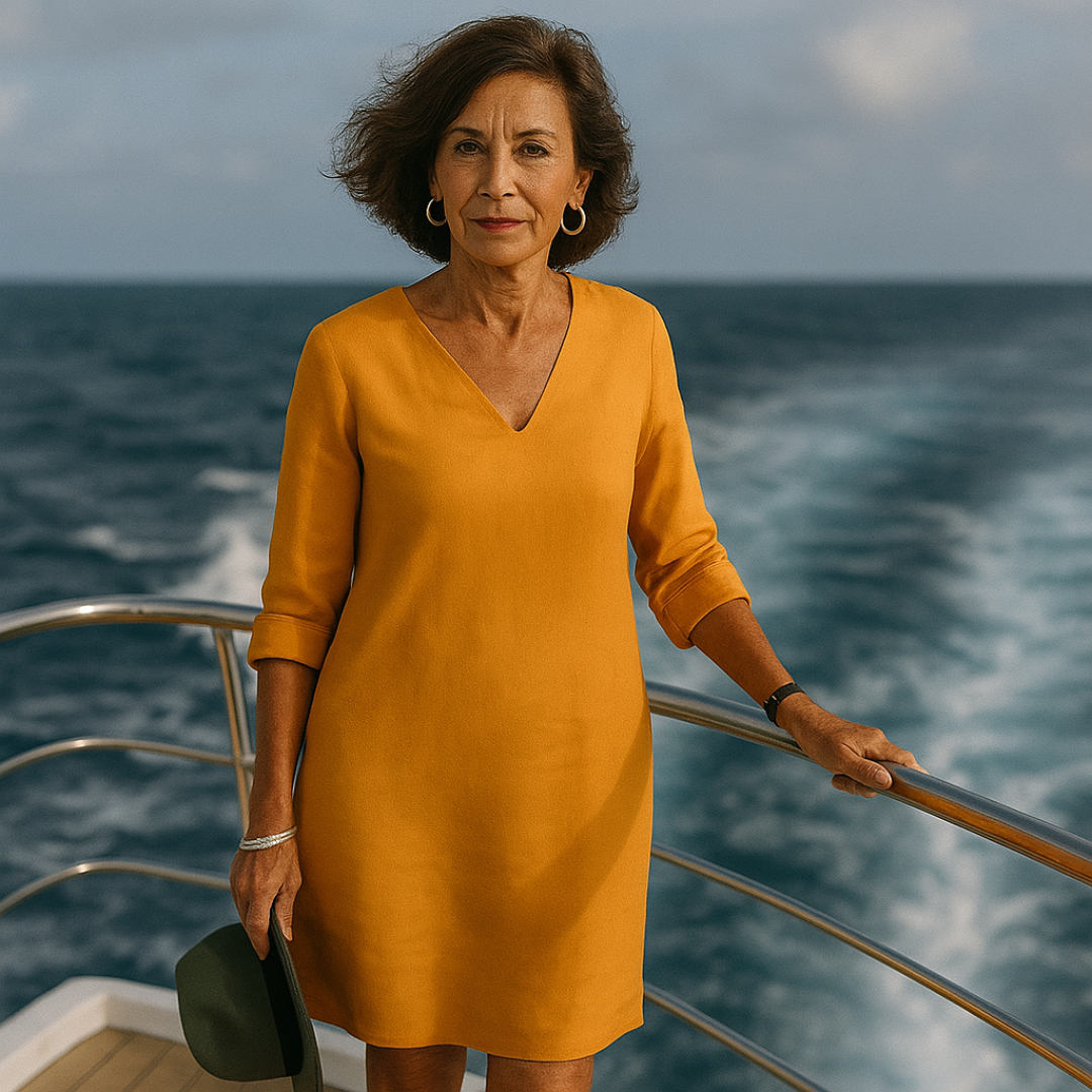 Linen Blend V-Neck Summer Dress Women