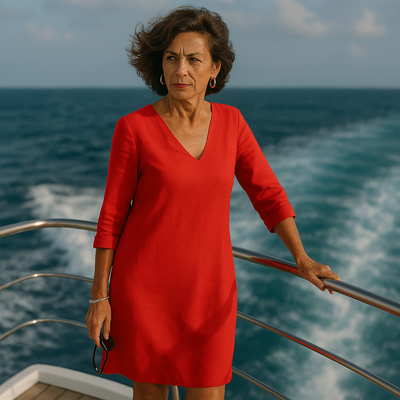 Linen Blend V-Neck Summer Dress Women