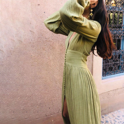 V-Neck Bohemian Maxi Dress Women