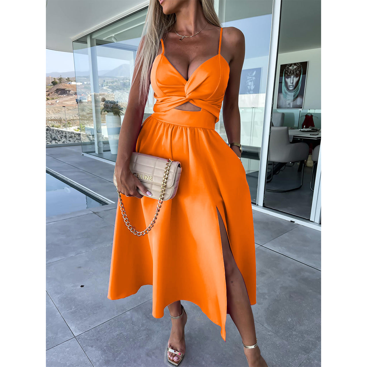 Cut-Out Cocktail Midi Dress Women