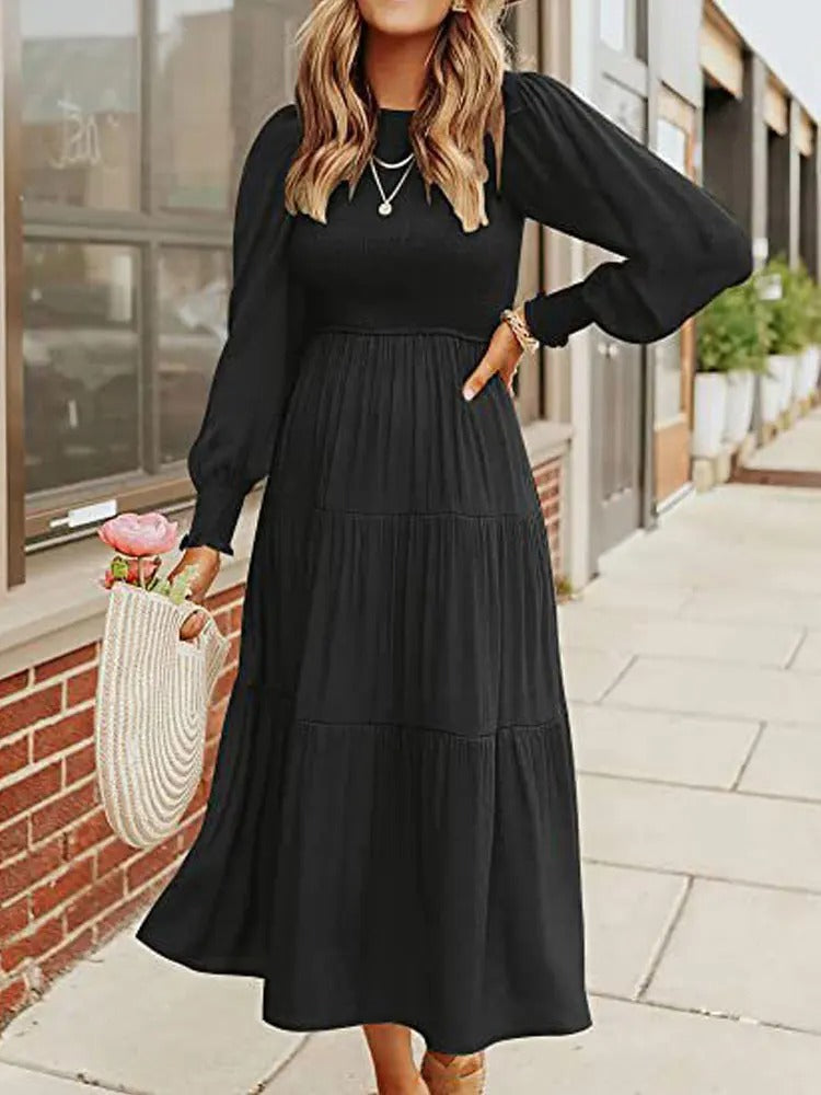 Long-Sleeve Smocked Women’s Midi Dress