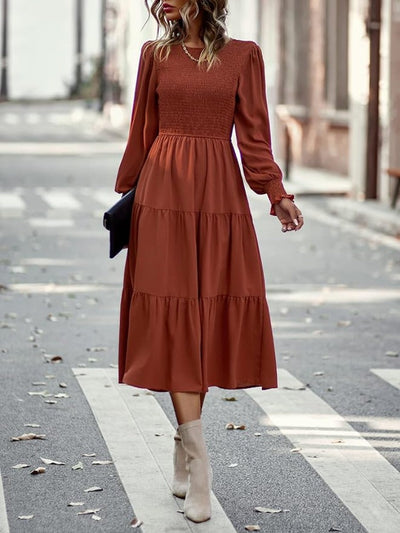 Long-Sleeve Smocked Women’s Midi Dress