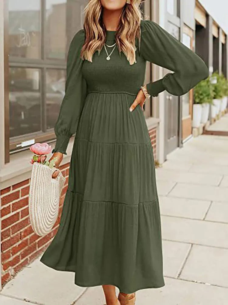 Long-Sleeve Smocked Women’s Midi Dress