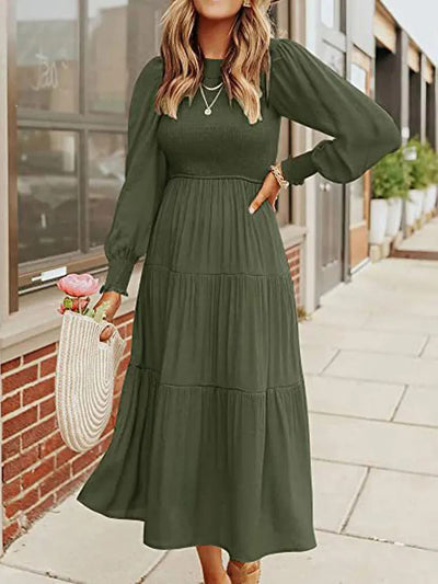 Long-Sleeve Smocked Women’s Midi Dress