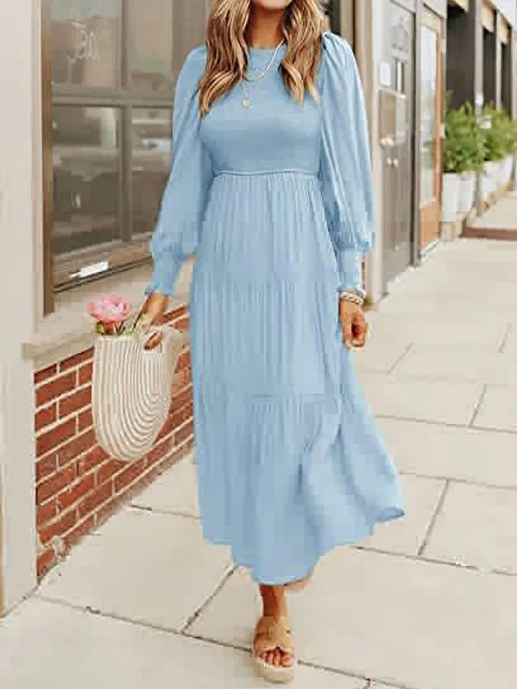 Long-Sleeve Smocked Women’s Midi Dress