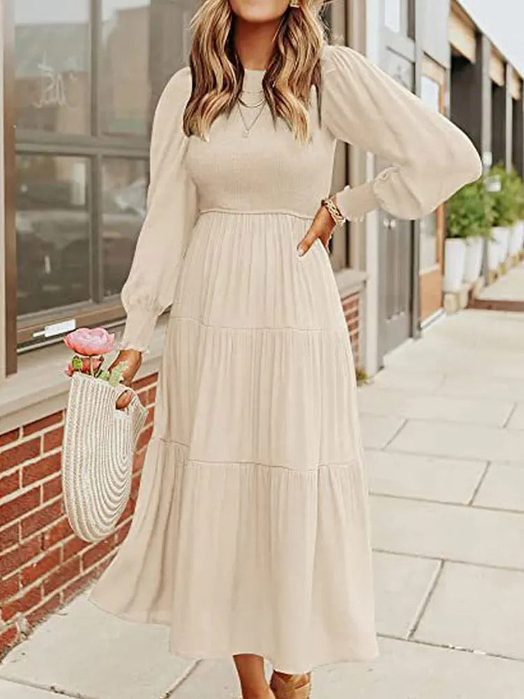 Long-Sleeve Smocked Women’s Midi Dress