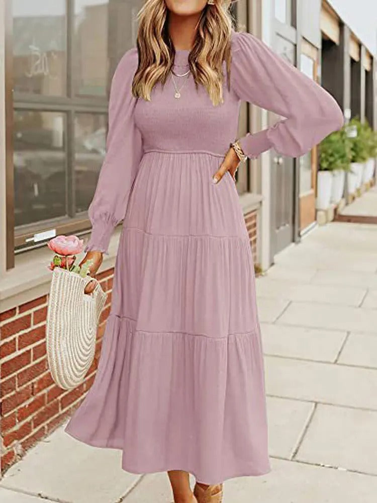 Long-Sleeve Smocked Women’s Midi Dress
