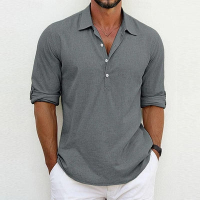 Cotton Long Sleeve Polo Shirt Men