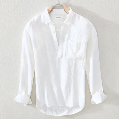 Relaxed Linen Popover Shirt Style