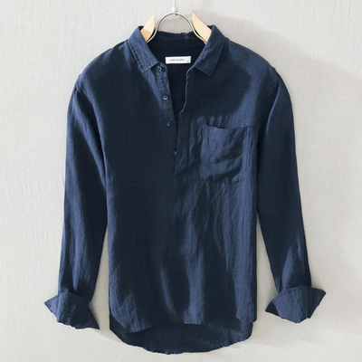 Relaxed Linen Popover Shirt Style