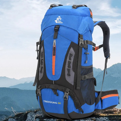 Aussietactix 60L robust hiking rucksack with adjustable straps and water-repellent design.