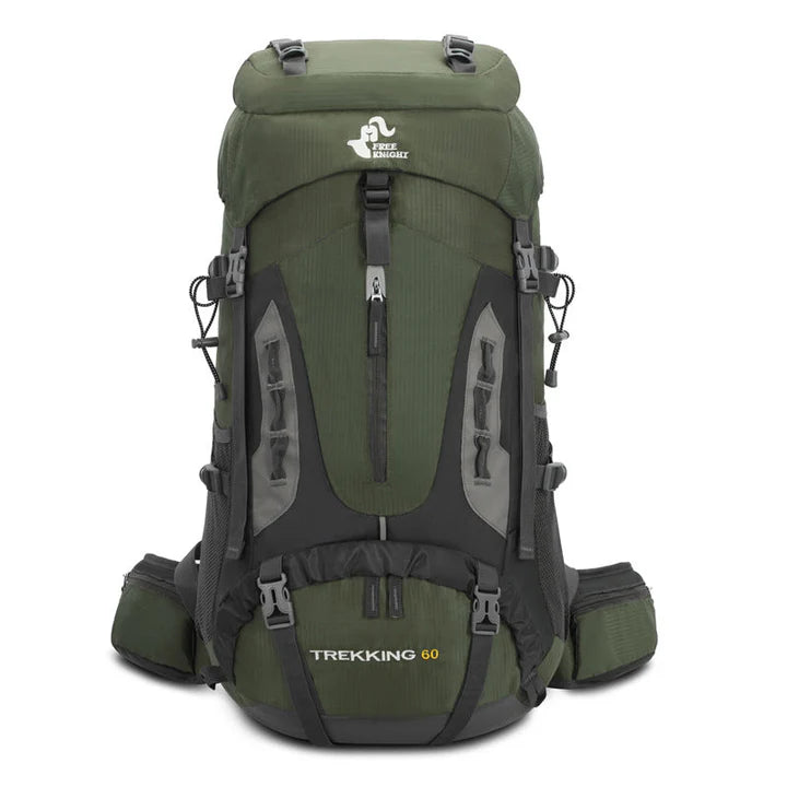 Aussietactix 60L robust hiking rucksack with adjustable straps and water-repellent design.