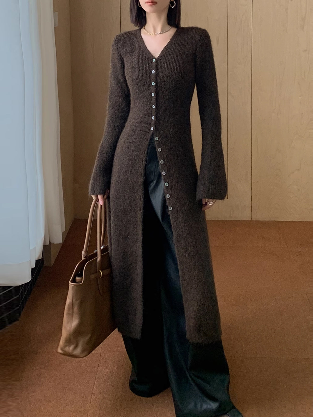 Long Knitted Women's Cardigan