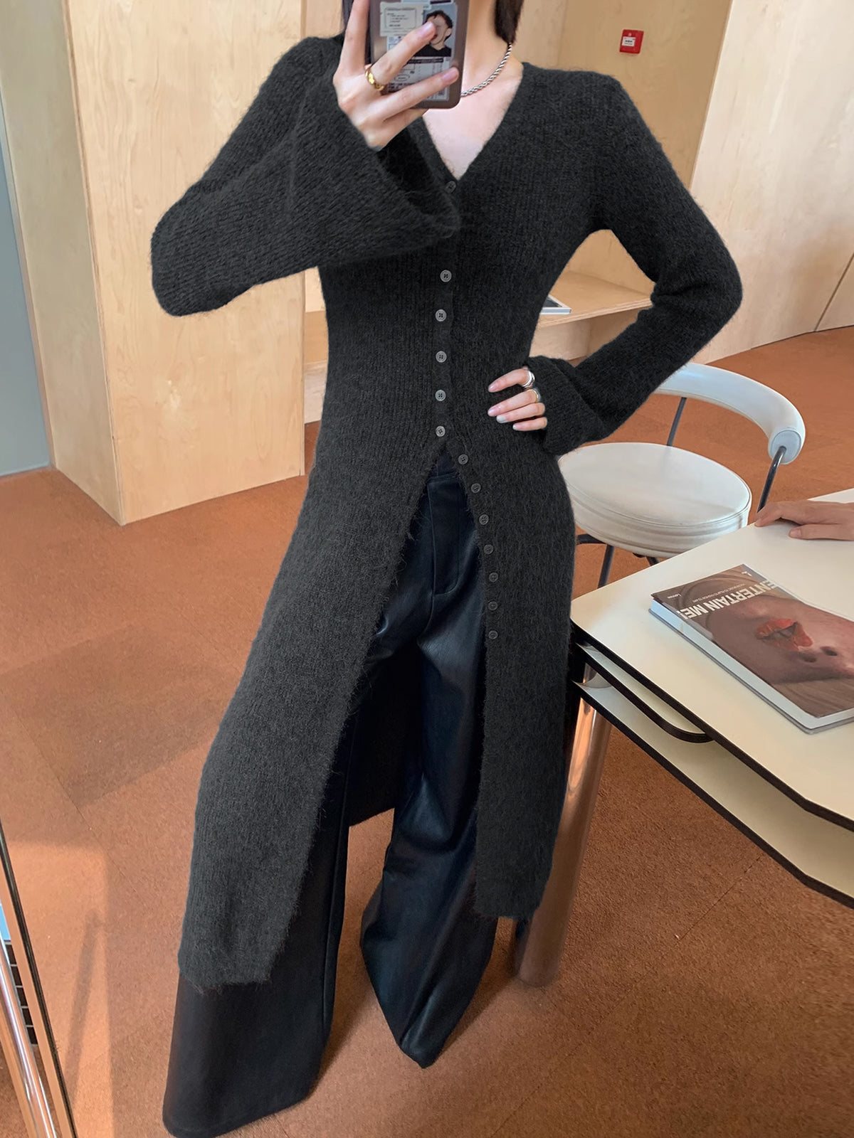 Long Knitted Women's Cardigan