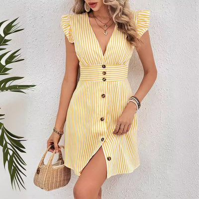 V-Neck Striped Women's Summer Dress