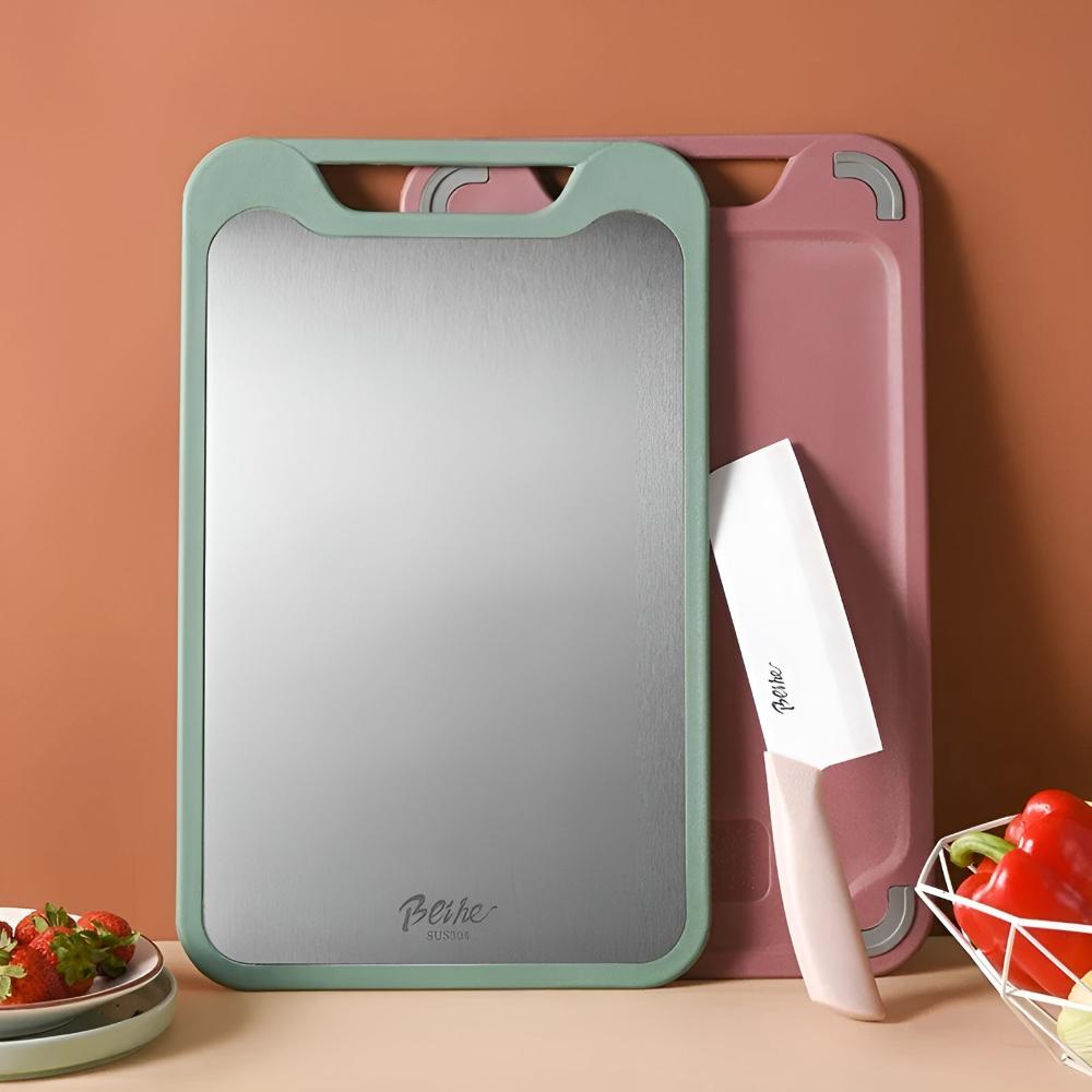 Stylish Double-Sided Steel Chopping Board