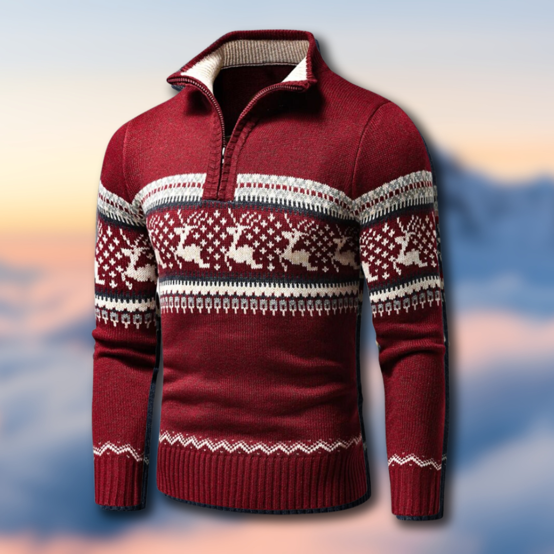 Stylish Half-Zip Christmas Sweater