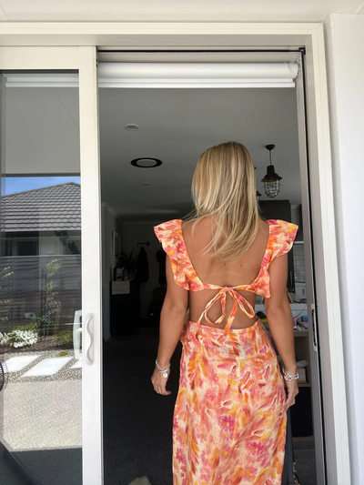 Summer Floral Ruffle Maxi Dress Women