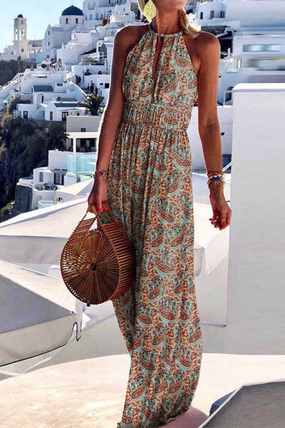 Printed Halter Women's Maxi Dress