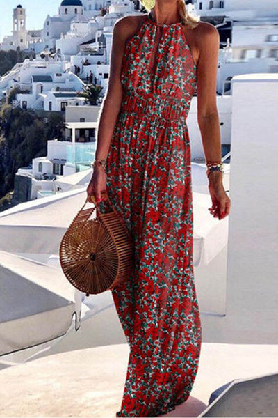 Printed Halter Women's Maxi Dress
