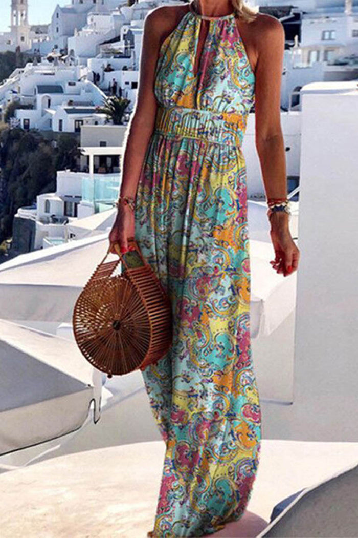 Printed Halter Women's Maxi Dress
