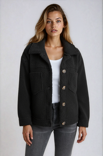Warm Fleece Button Jacket Women