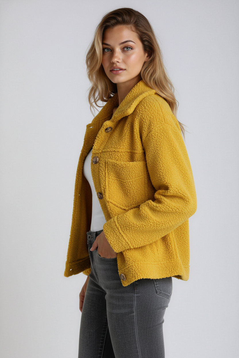 Warm Fleece Button Jacket Women