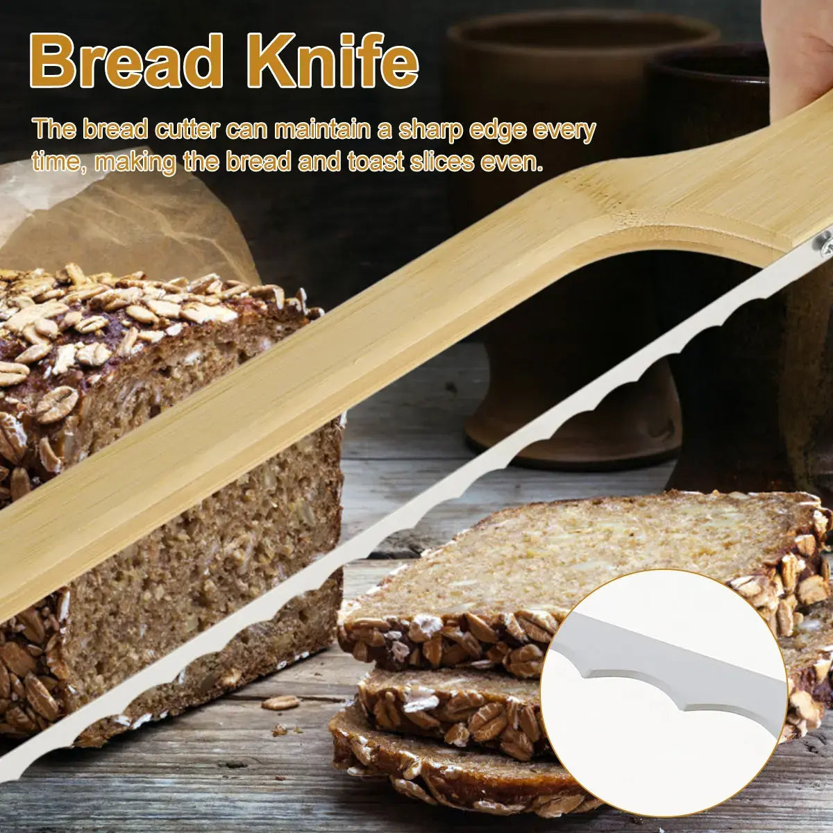 Wooden Bread Knife Slicer