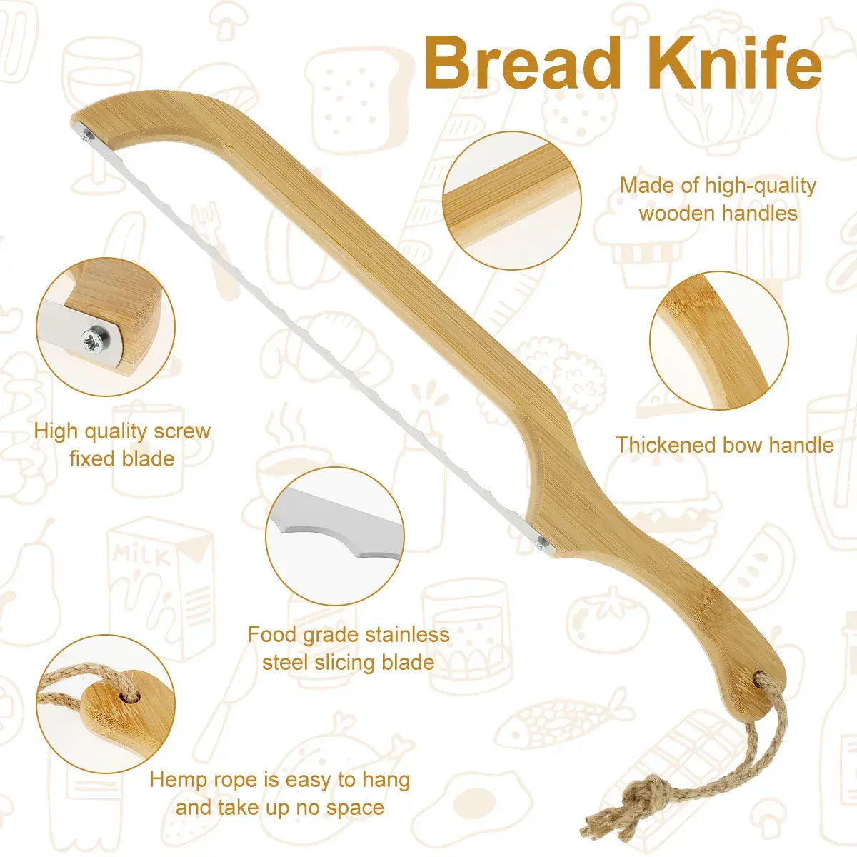 Wooden Bread Knife Slicer