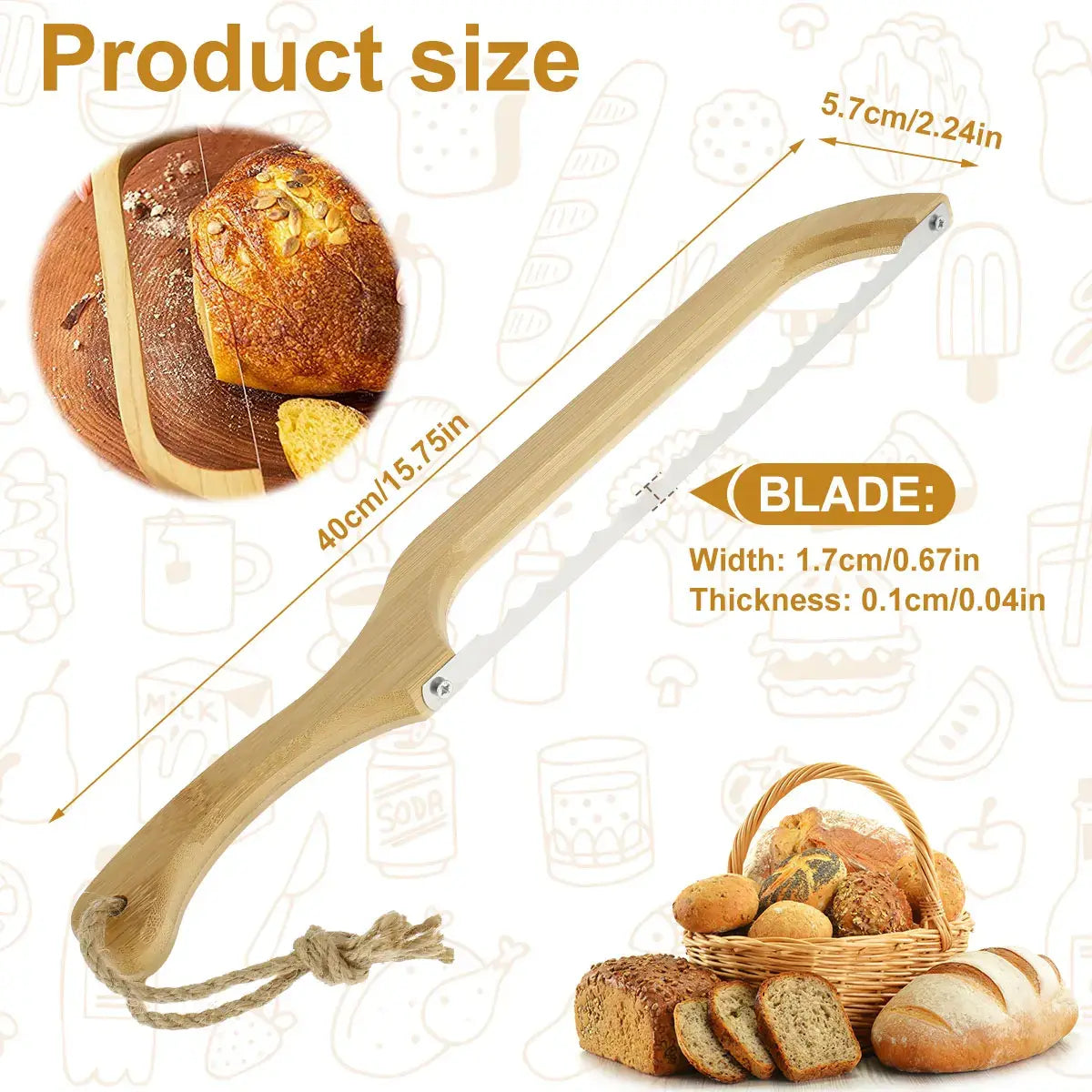 Wooden Bread Knife Slicer