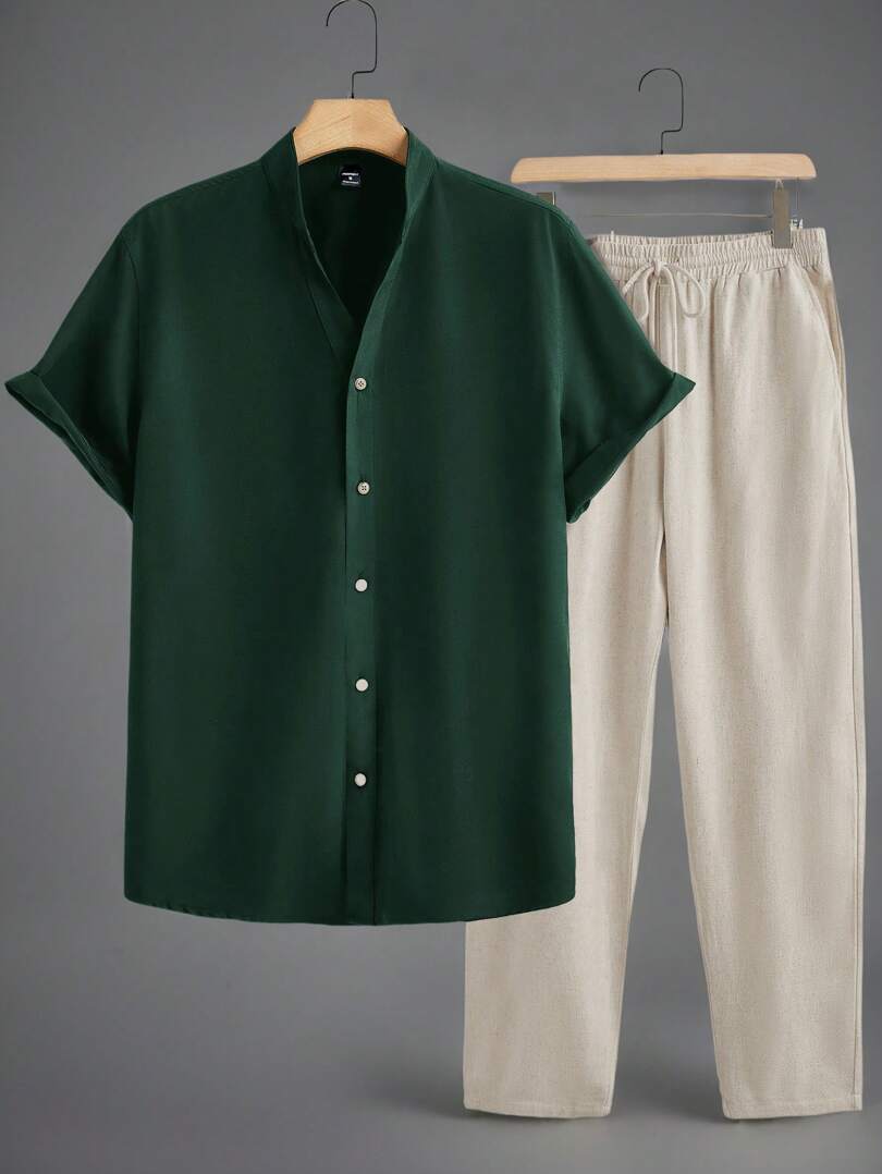Men’s Retro Linen Beachwear Set