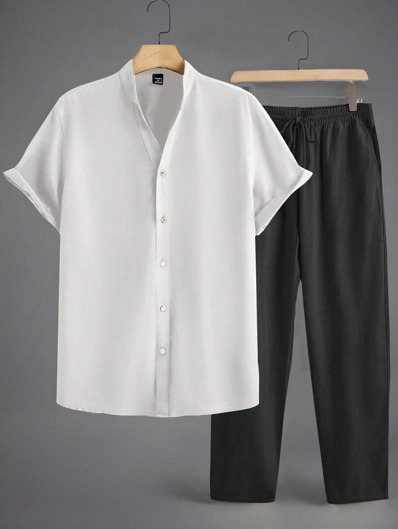 Men’s Retro Linen Beachwear Set