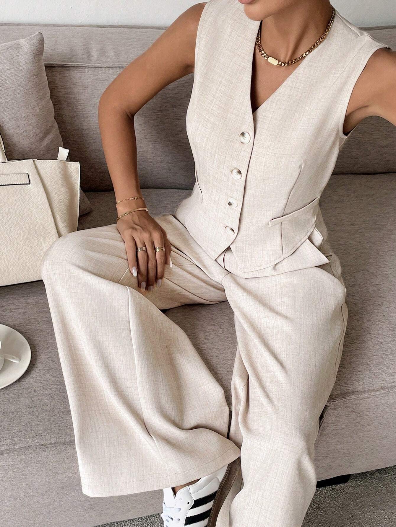 Tailored Linen Two-Piece Set Women