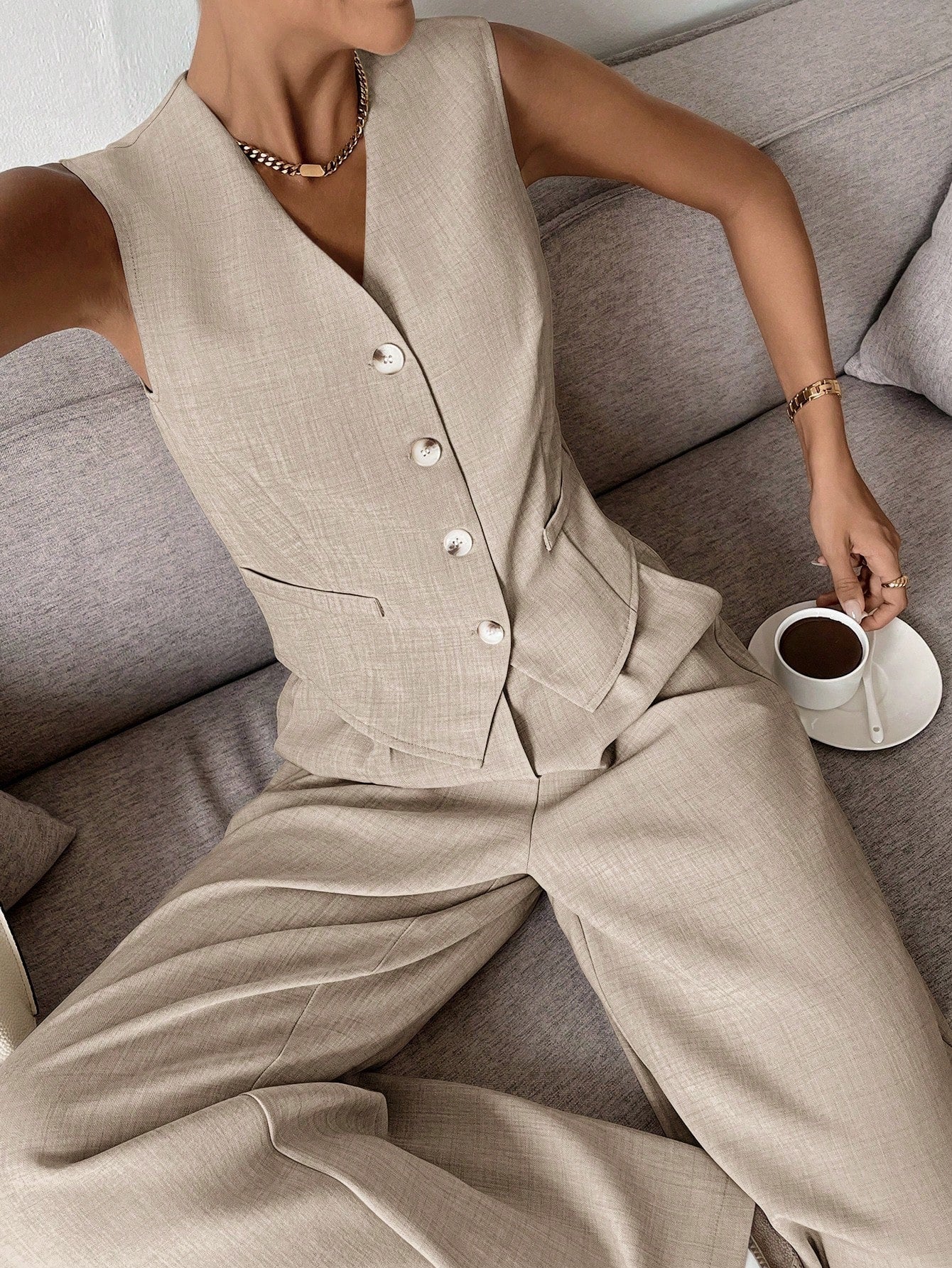 Tailored Linen Two-Piece Set Women