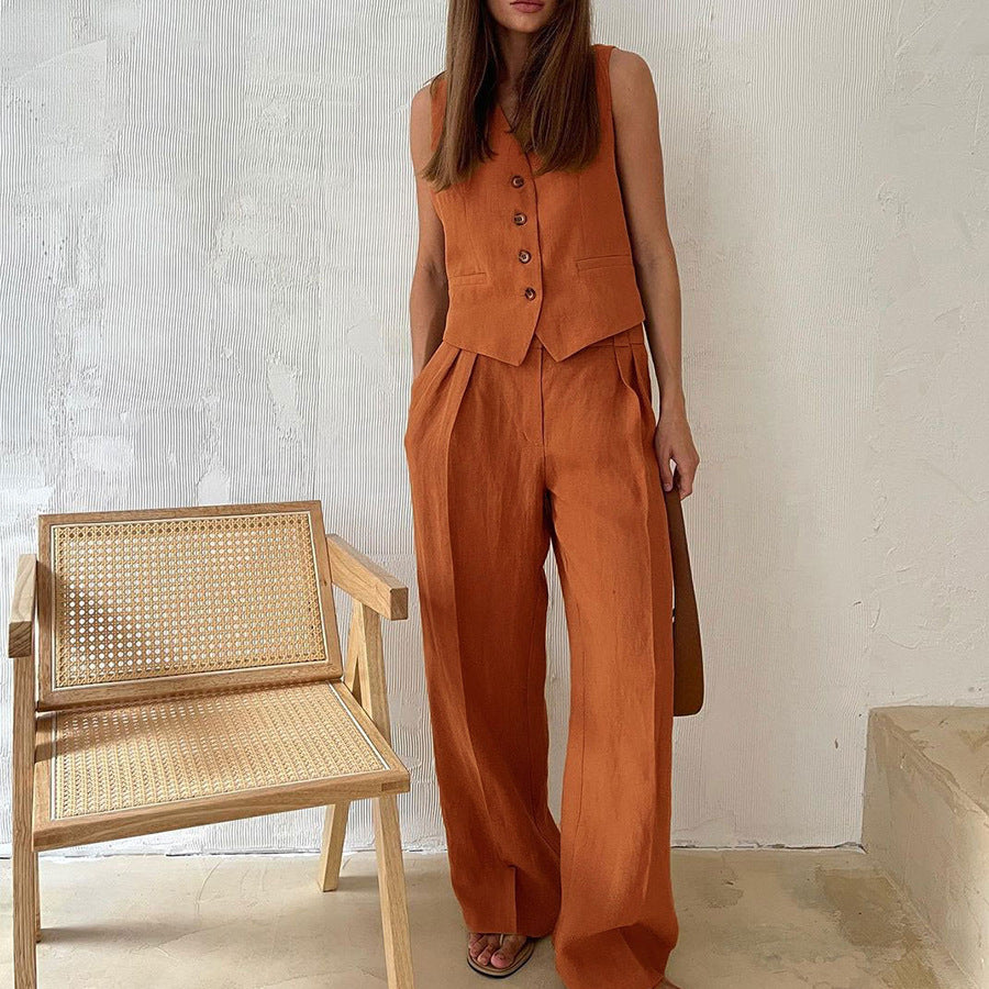 Tailored Linen Two-Piece Set Women